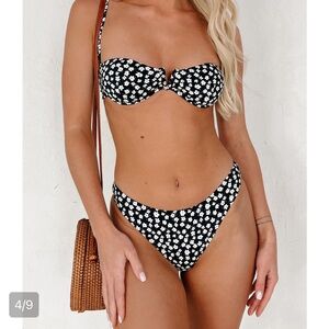 Black/white polka dot bikini with underwire top. Medium